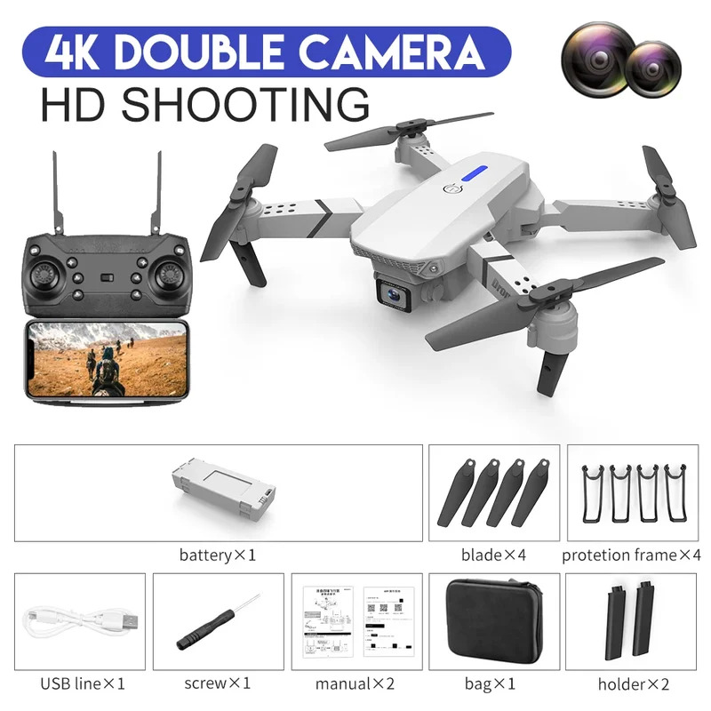 E88 ProIntelligent Folding Dro - Drone Camera Lens ulasan dan harga